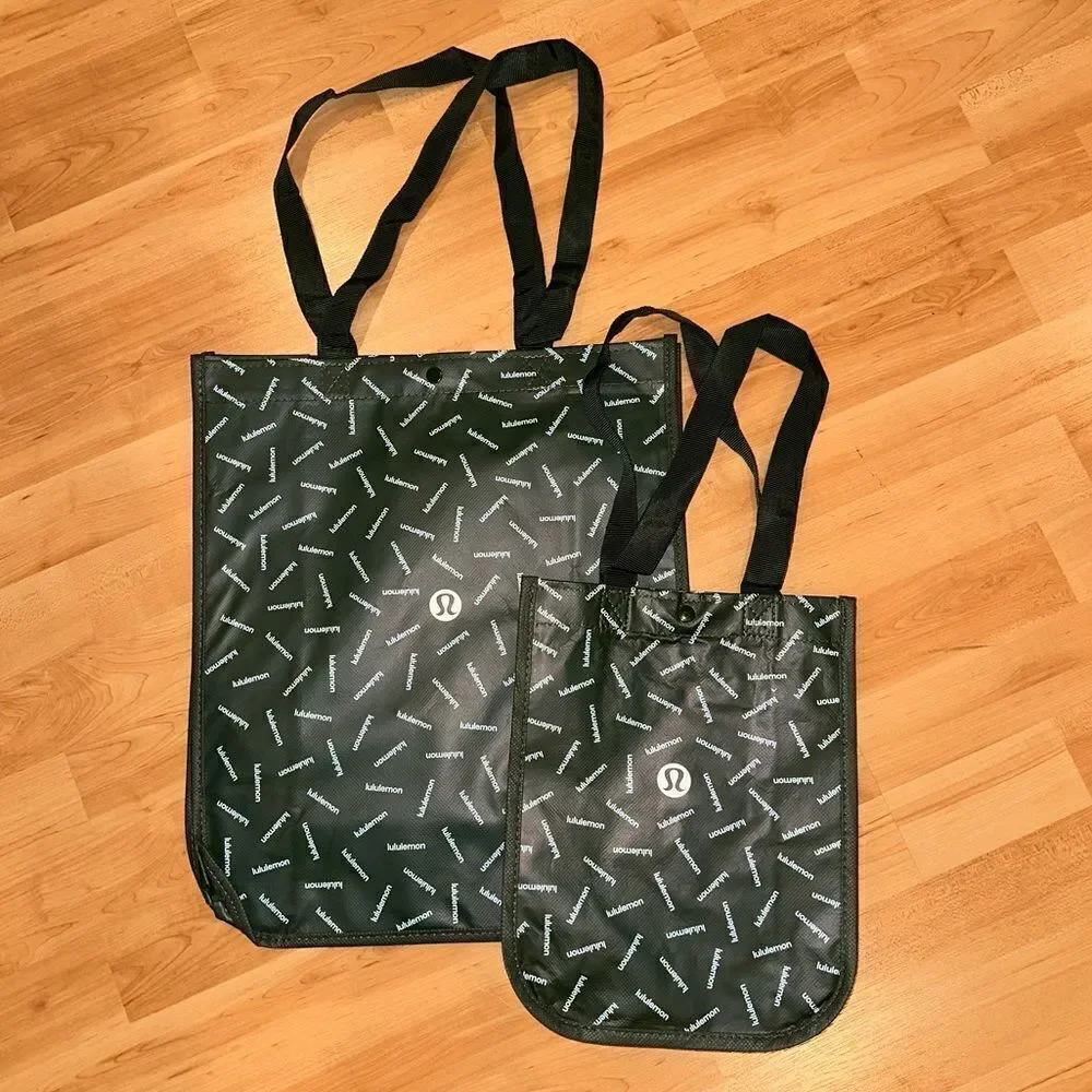Bundle 2 Lululemon Holiday Reusable Shopping Gift Bag Totes - Green - Picture 1 of 6